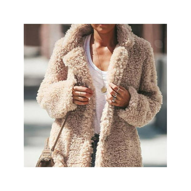 New Women Winter Warm Fleece Fur Cardigan Parka Coat Jacket Casual Outwear Tops